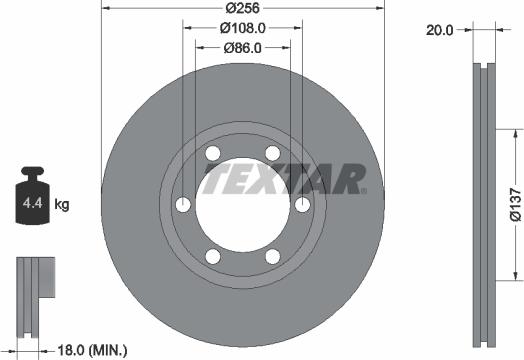 Textar 92079600 - Тормозной диск autosila-amz.com