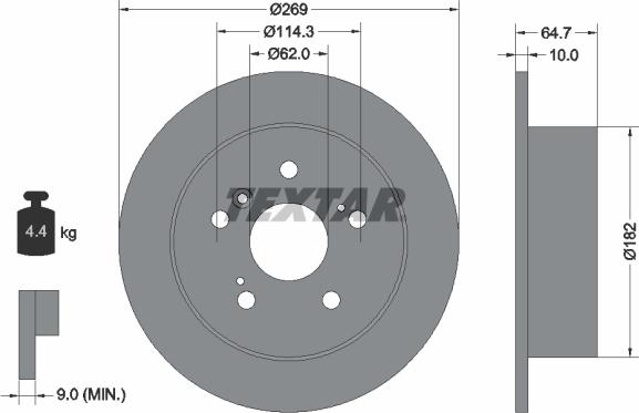 Textar 92079300 - Тормозной диск autosila-amz.com
