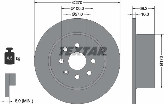 Textar 92075503 - Диск тормозной PRO VECTRA B (36_),VECTRA B Estate (31_),VECTRA B Kombi (31_),VECTRA B Schr?gheck (38 autosila-amz.com