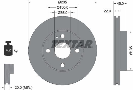 Textar 92071500 - Тормозной диск autosila-amz.com