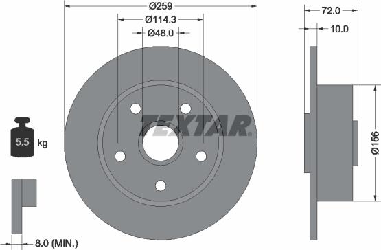 Textar 92078900 - Тормозной диск autosila-amz.com