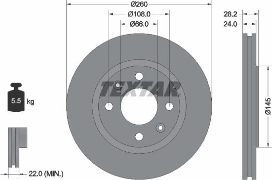Textar 92078600 - Тормозной диск autosila-amz.com
