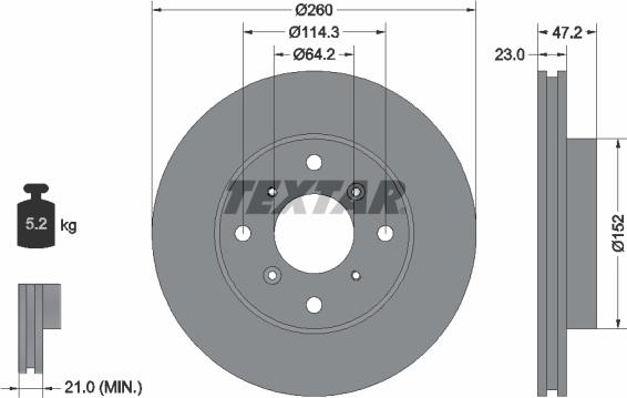 Textar 92078200 - Тормозной диск autosila-amz.com