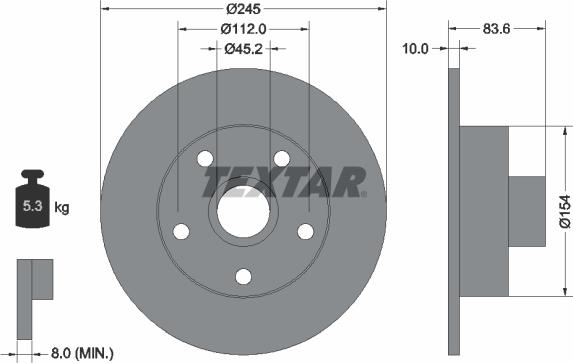 Textar 92072105 - Тормозной диск autosila-amz.com