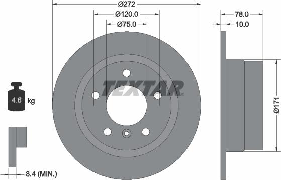 Textar 92072303 - Тормозной диск autosila-amz.com