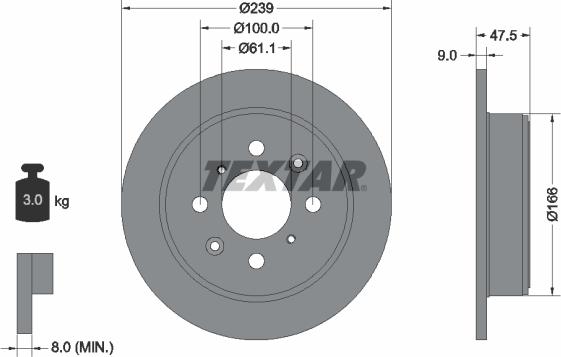 Textar 92077903 - Тормозной диск autosila-amz.com