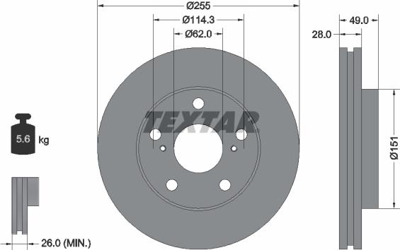 Textar 92077600 - Тормозной диск autosila-amz.com