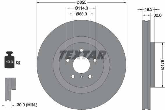 Textar 92199105 - Тормозной диск autosila-amz.com