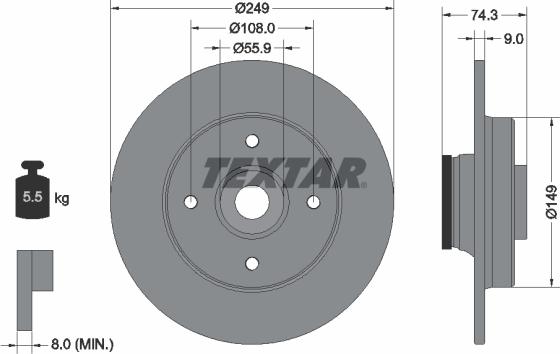 Textar 92194100 - Тормозной диск autosila-amz.com
