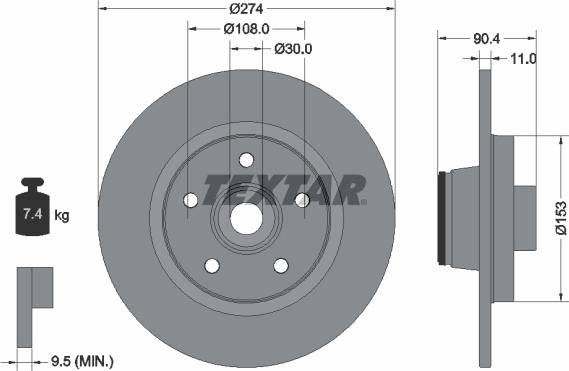 Textar 92196203 - Тормозной диск autosila-amz.com
