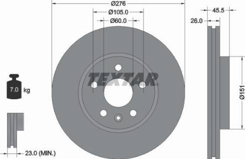 Textar 92198900 - Тормозной диск autosila-amz.com