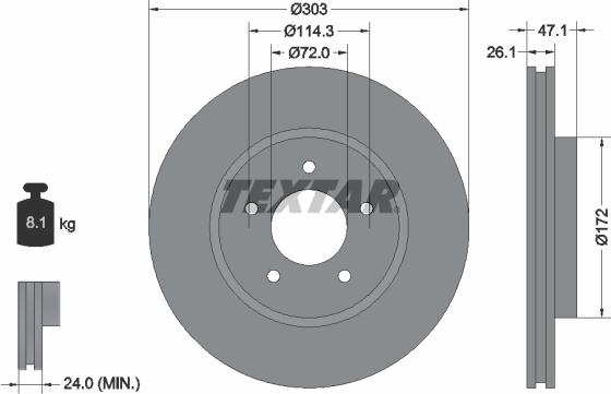Textar 92197703 - Тормозной диск autosila-amz.com