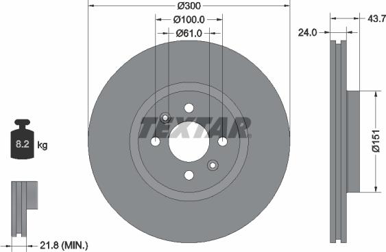 Textar 92149500 - Тормозной диск autosila-amz.com