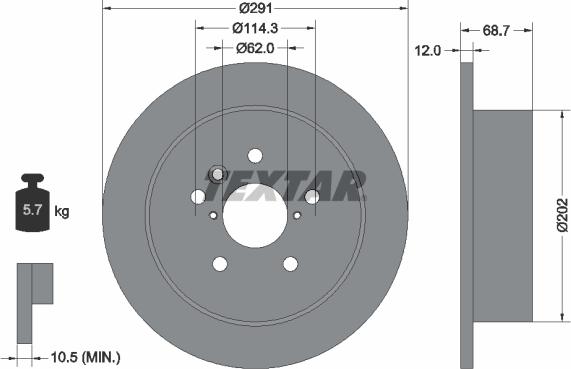 Textar 92144203 - Тормозной диск autosila-amz.com