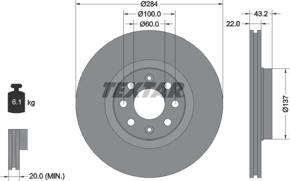 Textar 92145800 - Тормозной диск autosila-amz.com