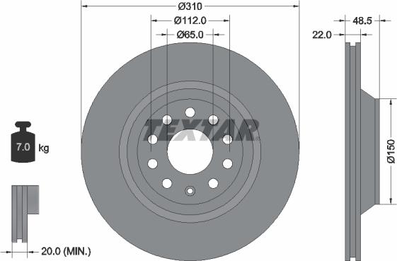 Textar 92140700 - Тормозной диск autosila-amz.com