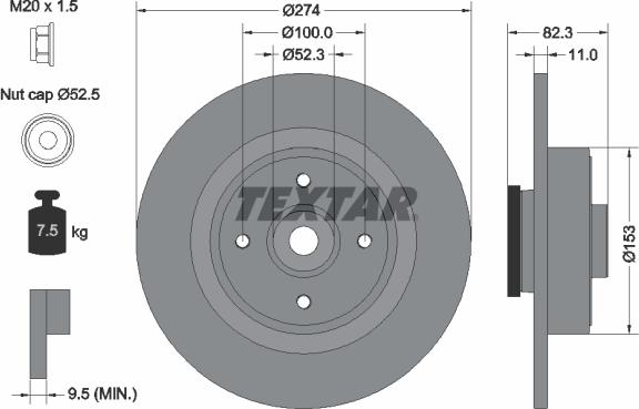 Textar 92141403 - Тормозной диск autosila-amz.com