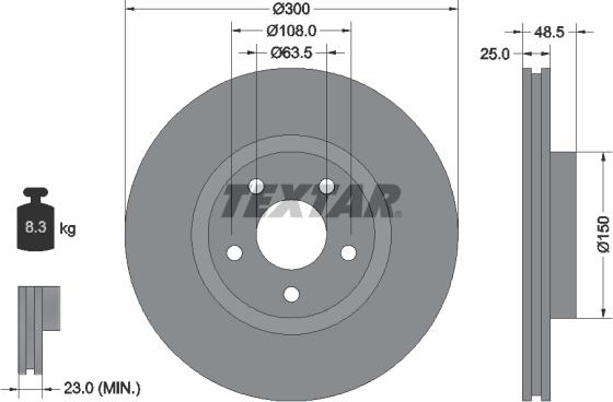 Textar 92141305 - Тормозной диск autosila-amz.com