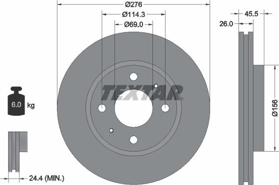 Textar 92148703 - Тормозной диск autosila-amz.com
