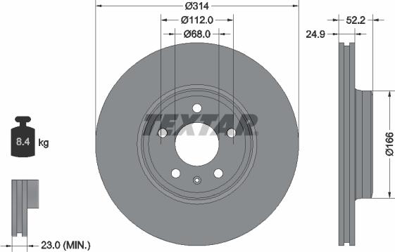 Textar 92159905 - Тормозной диск autosila-amz.com