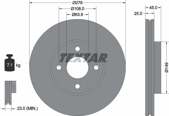 Textar 92159003 - Тормозной диск autosila-amz.com