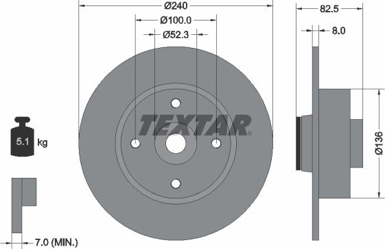 Textar 92154400 - Тормозной диск autosila-amz.com