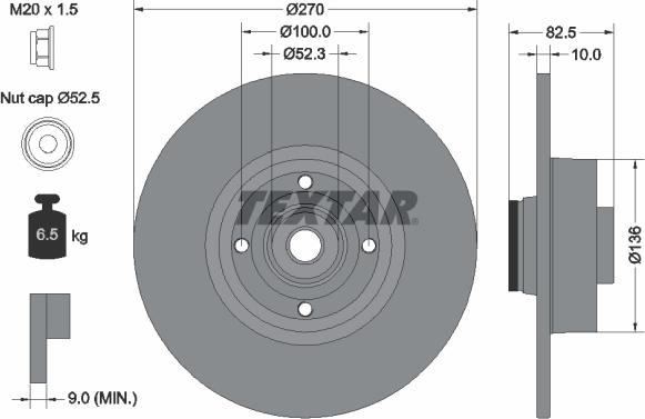 Textar 92154500 - Тормозной диск autosila-amz.com