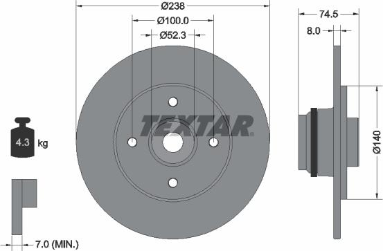 Textar 92154003 - Тормозной диск autosila-amz.com