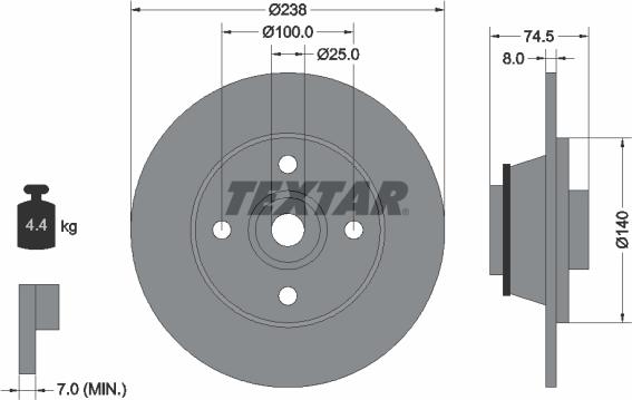 Textar 92154100 - Тормозной диск autosila-amz.com