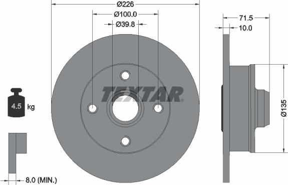 Textar 92154200 - Тормозной диск autosila-amz.com
