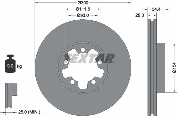 Textar 92151903 - Тормозной диск autosila-amz.com