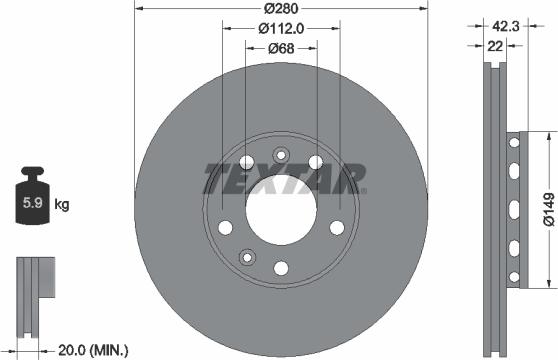 Textar 92152203 - Тормозной диск autosila-amz.com
