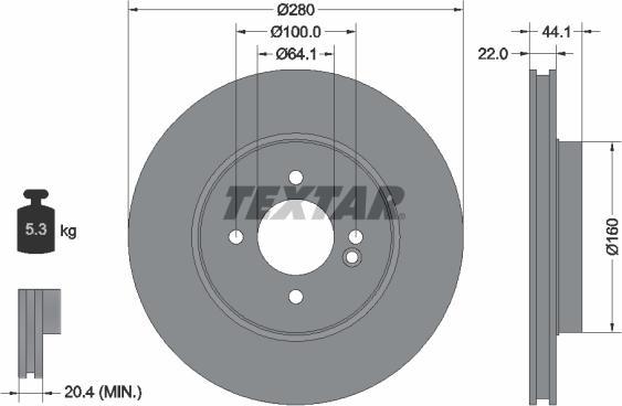Textar 92157905 - Тормозной диск autosila-amz.com