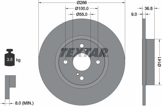 Textar 92169203 - Тормозной диск autosila-amz.com