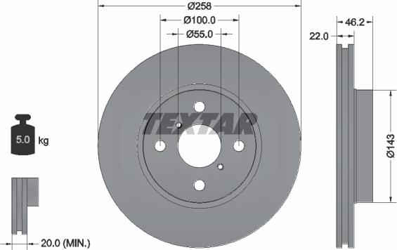 Textar 92164200 - Тормозной диск autosila-amz.com