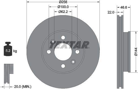 Textar 92164700 - Тормозной диск autosila-amz.com