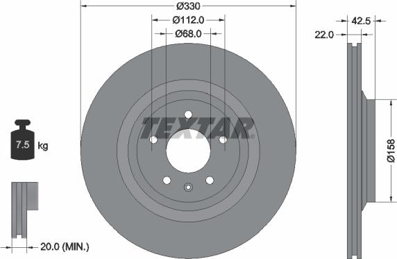 Textar 92160403 - Тормозной диск autosila-amz.com