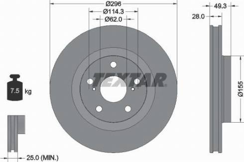 Textar 92168800 - Тормозной диск autosila-amz.com