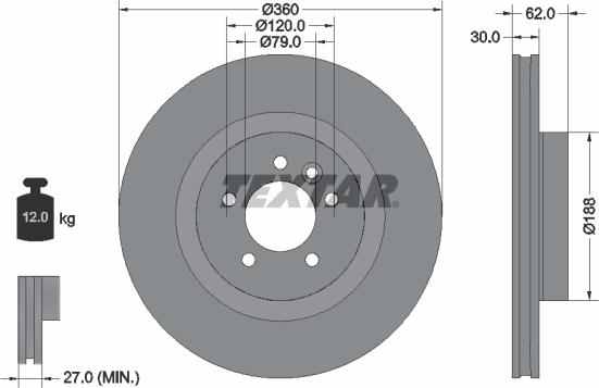 Textar 92162003 - Тормозной диск autosila-amz.com