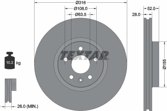 Textar 92162300 - Тормозной диск autosila-amz.com