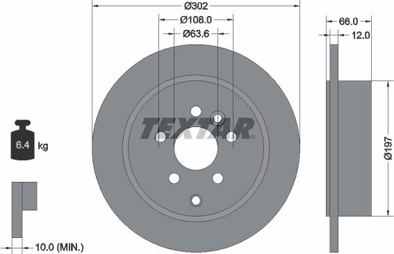 Textar 92162703 - Тормозной диск autosila-amz.com