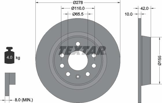 Textar 92167600 - Тормозной диск autosila-amz.com