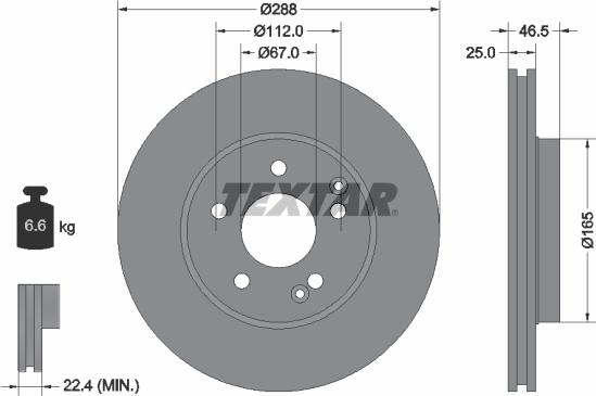 Textar 92105905 - Тормозной диск autosila-amz.com