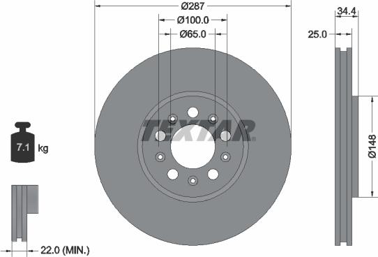 Textar 92106600 - Диск тормозной передний autosila-amz.com