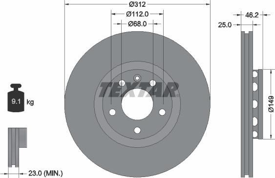 Textar 92106105 - Тормозной диск autosila-amz.com