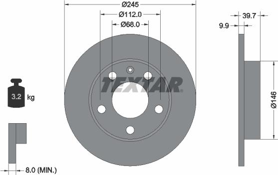 Textar 92106203 - Диск тормозной PRO 80 Stufenheck (8C, B4),80 Saloon (8C, B4),80 (8C, B4),80 Avant (8C, B4),90 (8C, B autosila-amz.com