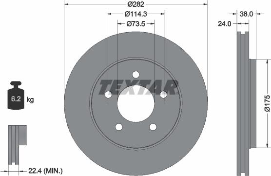 Textar 92108700 - Тормозной диск autosila-amz.com