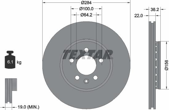 Textar 92103400 - Тормозной диск autosila-amz.com