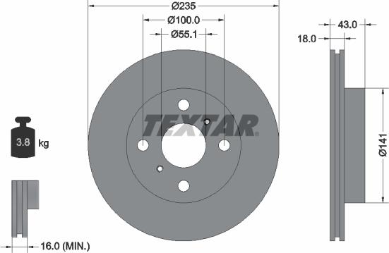 Textar 92103600 - Тормозной диск autosila-amz.com