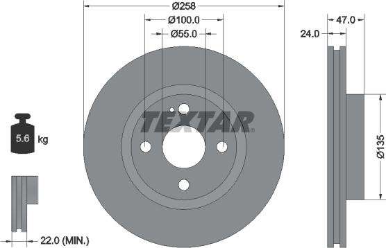 Textar 92103100 - Тормозной диск autosila-amz.com